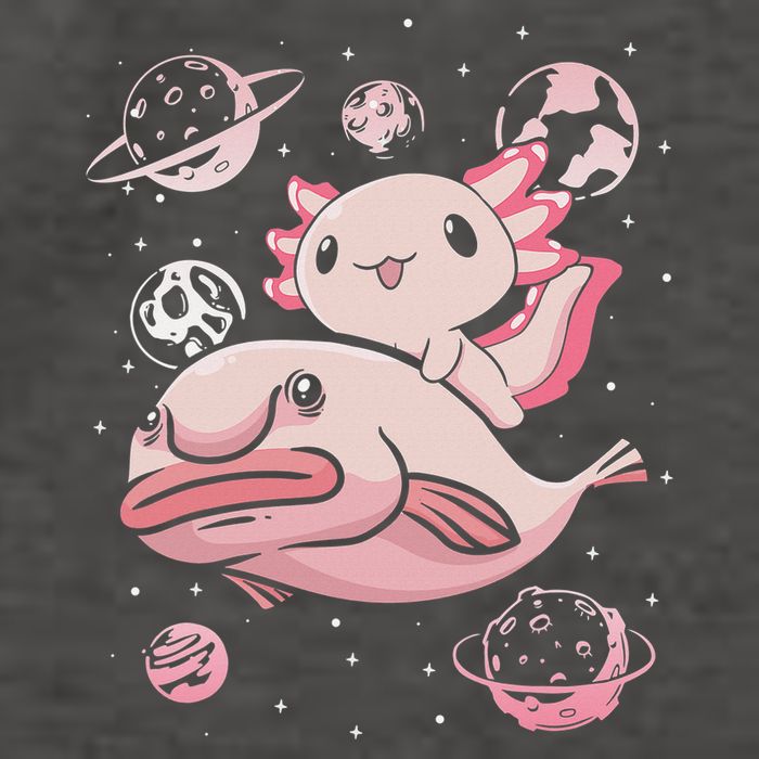 Cute Kawaii Pink Axolotl Riding A Blobfish Funny Axolotls  Vector Backpack