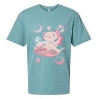 Cute Kawaii Pink Axolotl Riding A Blobfish Funny Axolotls  Sueded Cloud Jersey T-Shirt