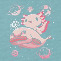 Cute Kawaii Pink Axolotl Riding A Blobfish Funny Axolotls  Sueded Cloud Jersey T-Shirt