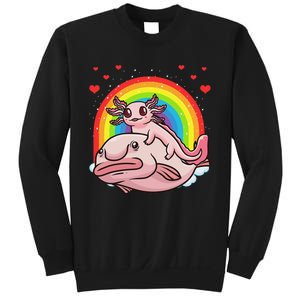 Cute Kawaii Pink Axolotl Riding A Blobfish Funny Axolotls  Sweatshirt