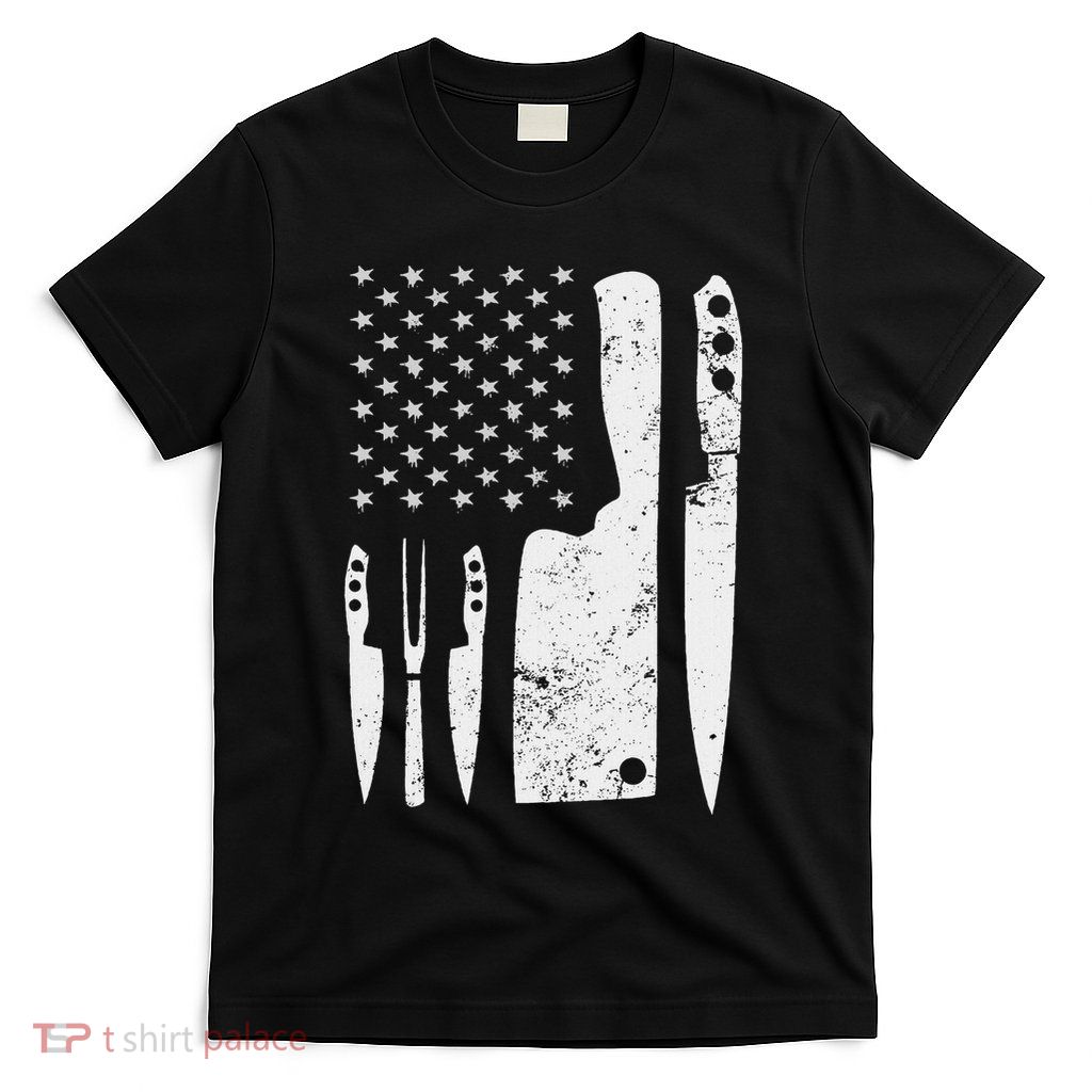 Chef Knife Patriotic Easter Us Flag T-Shirt