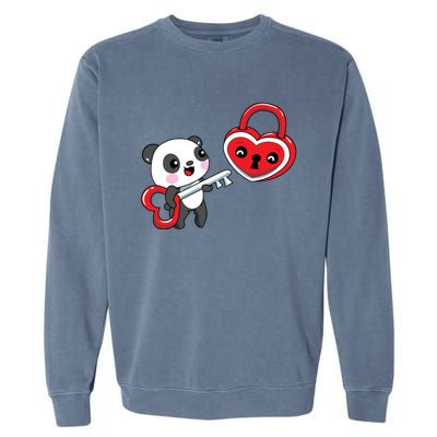 Cute Kawaii Panda Bear With Heart Valentines Great Gift Garment-Dyed Sweatshirt