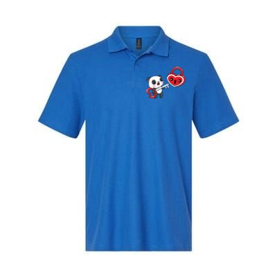 Cute Kawaii Panda Bear With Heart Valentines Great Gift Softstyle Adult Sport Polo