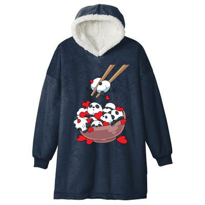 Cute Kawaii Panda Bears With Hearts Valentines Gift Hooded Wearable Blanket