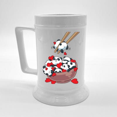 Cute Kawaii Panda Bears With Hearts Valentines Gift Beer Stein