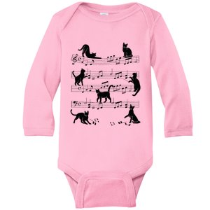 Cat Kitty Playing Music Clef Piano Musician Art Baby Long Sleeve Bodysuit