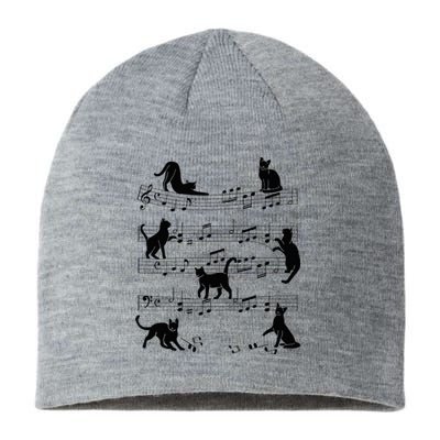 Cat Kitty Playing Music Clef Piano Musician Art Sustainable Beanie