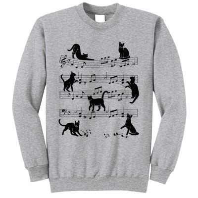 Cat Kitty Playing Music Clef Piano Musician Art Tall Sweatshirt