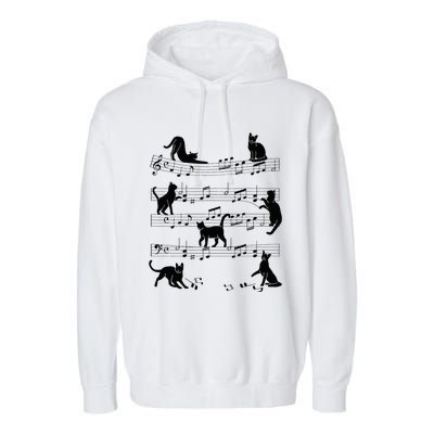 Cat Kitty Playing Music Clef Piano Musician Art Garment-Dyed Fleece Hoodie