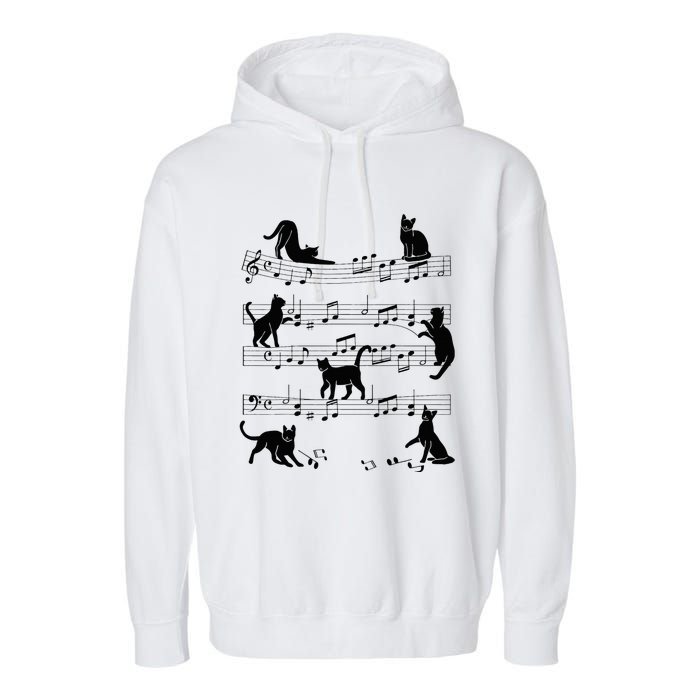 Cat Kitty Playing Music Clef Piano Musician Art Garment-Dyed Fleece Hoodie