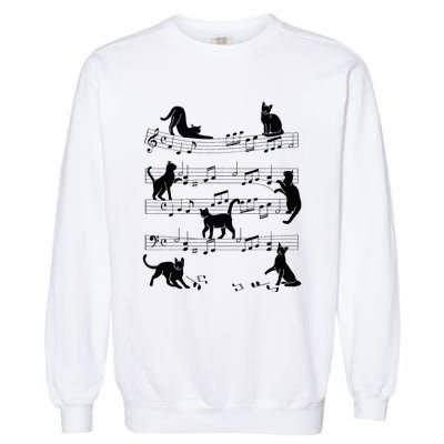 Cat Kitty Playing Music Clef Piano Musician Art Garment-Dyed Sweatshirt