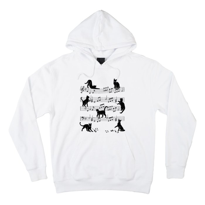 Cat Kitty Playing Music Clef Piano Musician Art Hoodie