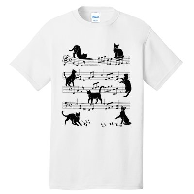 Cat Kitty Playing Music Clef Piano Musician Art Tall T-Shirt