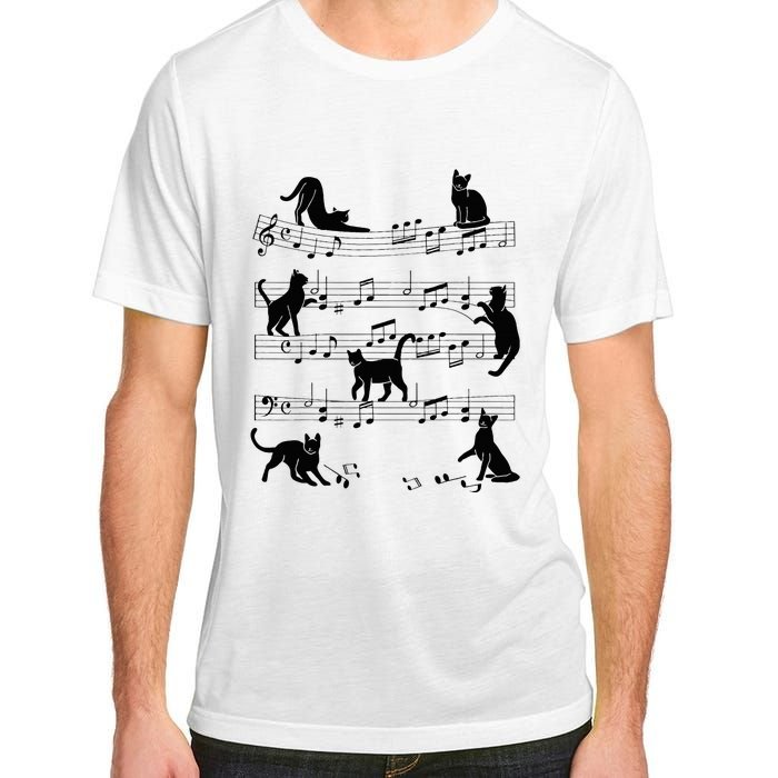 Cat Kitty Playing Music Clef Piano Musician Art Adult ChromaSoft Performance T-Shirt