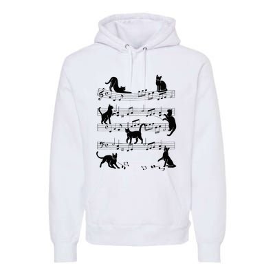 Cat Kitty Playing Music Clef Piano Musician Art Premium Hoodie