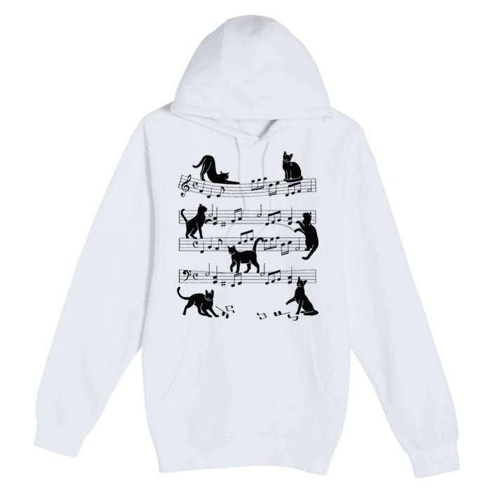 Cat Kitty Playing Music Clef Piano Musician Art Premium Pullover Hoodie