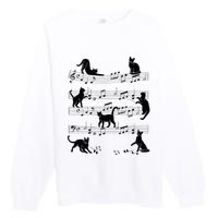 Cat Kitty Playing Music Clef Piano Musician Art Premium Crewneck Sweatshirt