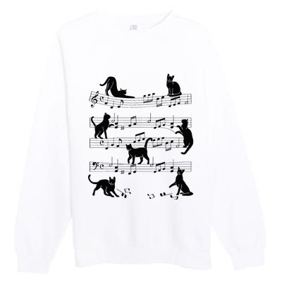 Cat Kitty Playing Music Clef Piano Musician Art Premium Crewneck Sweatshirt