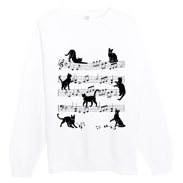 Cat Kitty Playing Music Clef Piano Musician Art Premium Crewneck Sweatshirt