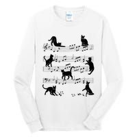 Cat Kitty Playing Music Clef Piano Musician Art Tall Long Sleeve T-Shirt