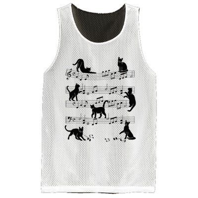 Cat Kitty Playing Music Clef Piano Musician Art Mesh Reversible Basketball Jersey Tank