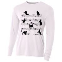 Cat Kitty Playing Music Clef Piano Musician Art Cooling Performance Long Sleeve Crew