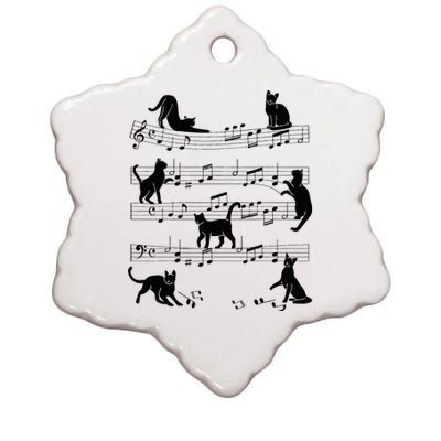 Cat Kitty Playing Music Clef Piano Musician Art Ceramic Star Ornament