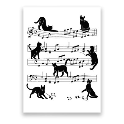 Cat Kitty Playing Music Clef Piano Musician Art Poster