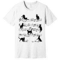 Cat Kitty Playing Music Clef Piano Musician Art Premium T-Shirt