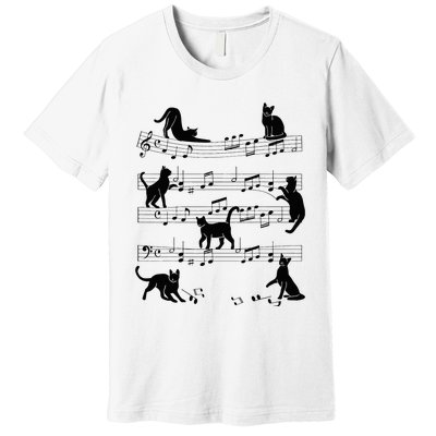 Cat Kitty Playing Music Clef Piano Musician Art Premium T-Shirt