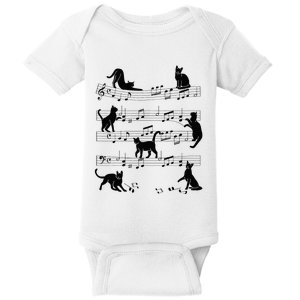 Cat Kitty Playing Music Clef Piano Musician Art Baby Bodysuit