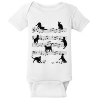 Cat Kitty Playing Music Clef Piano Musician Art Baby Bodysuit