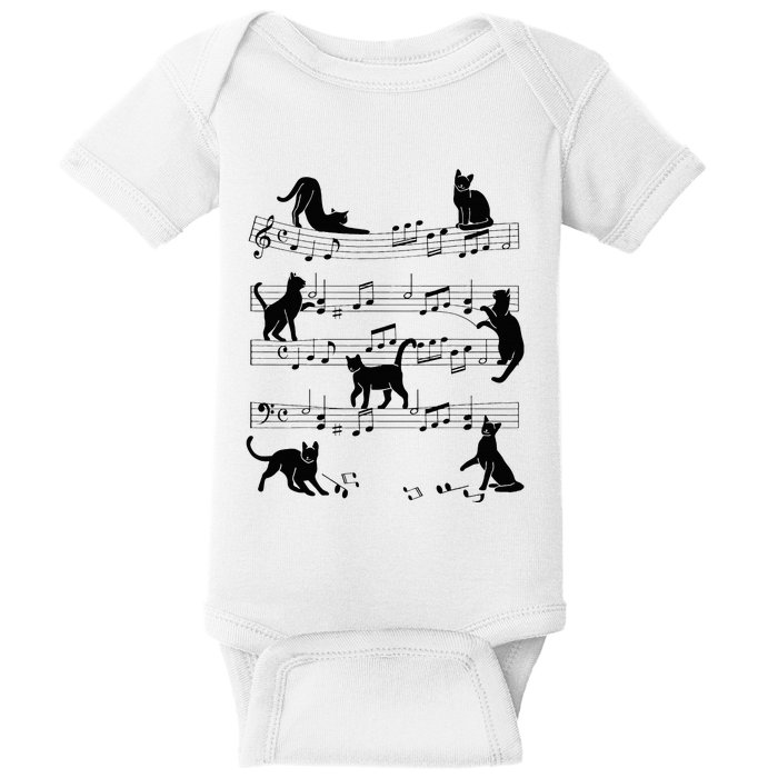 Cat Kitty Playing Music Clef Piano Musician Art Baby Bodysuit