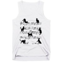 Cat Kitty Playing Music Clef Piano Musician Art Tank Top