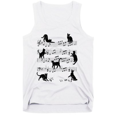 Cat Kitty Playing Music Clef Piano Musician Art Tank Top