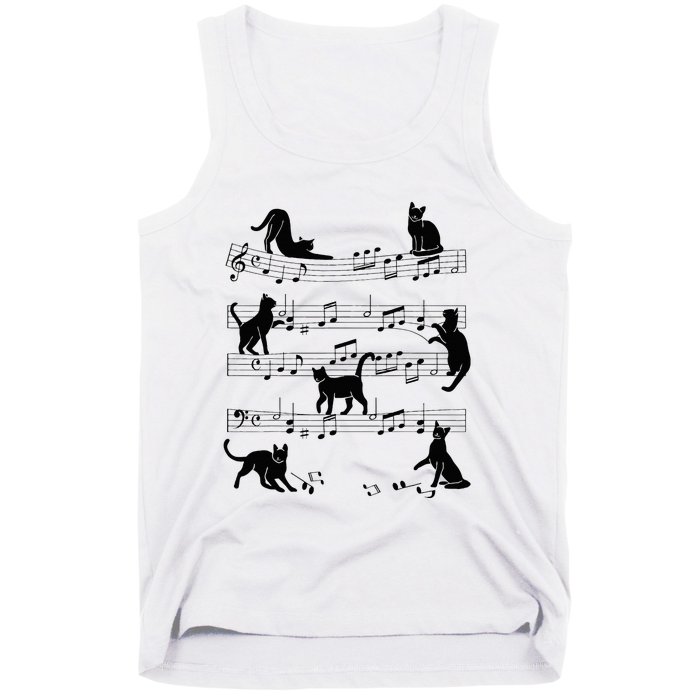 Cat Kitty Playing Music Clef Piano Musician Art Tank Top