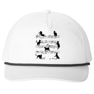 Cat Kitty Playing Music Clef Piano Musician Art Snapback Five-Panel Rope Hat