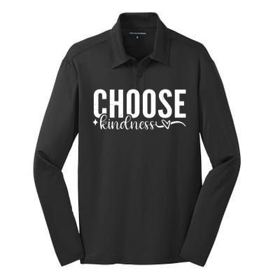 Choose Kindness Positive Quote Silk Touch Performance Long Sleeve Polo