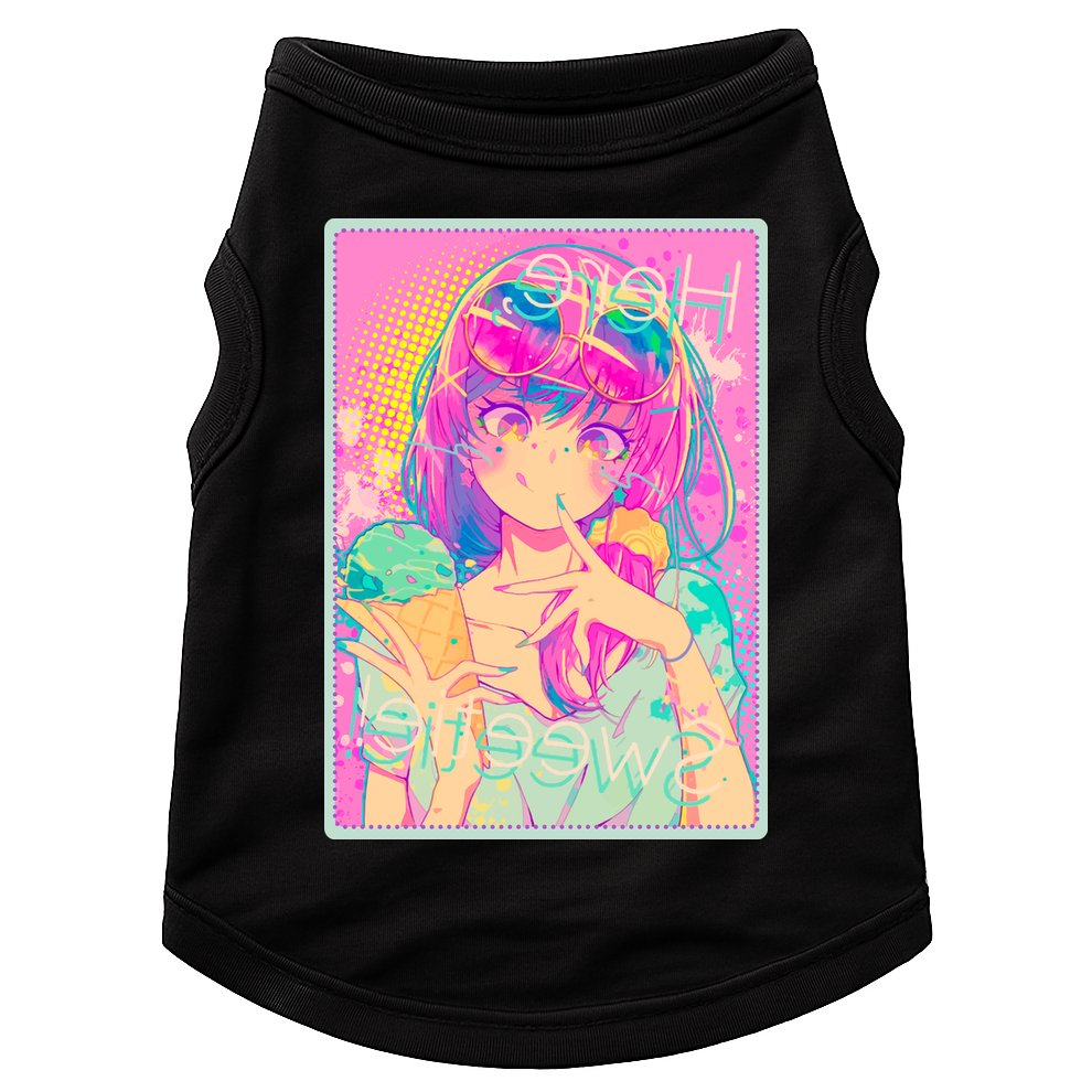Cute Kawaii Pastel Anime Girl Pop Art Poster Doggie Tank