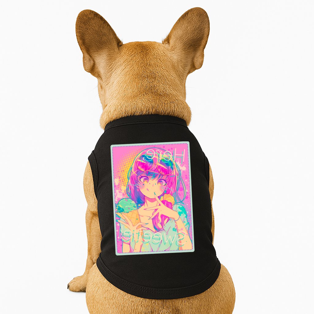 Cute Kawaii Pastel Anime Girl Pop Art Poster Doggie Tank