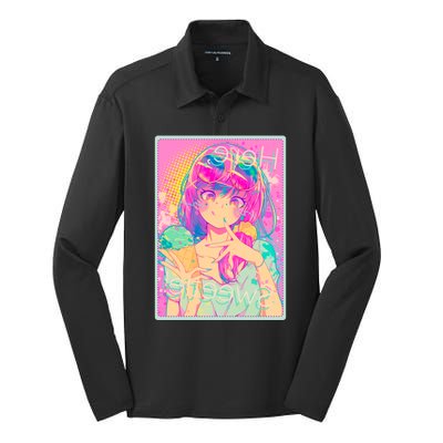 Cute Kawaii Pastel Anime Girl Pop Art Poster Silk Touch Performance Long Sleeve Polo