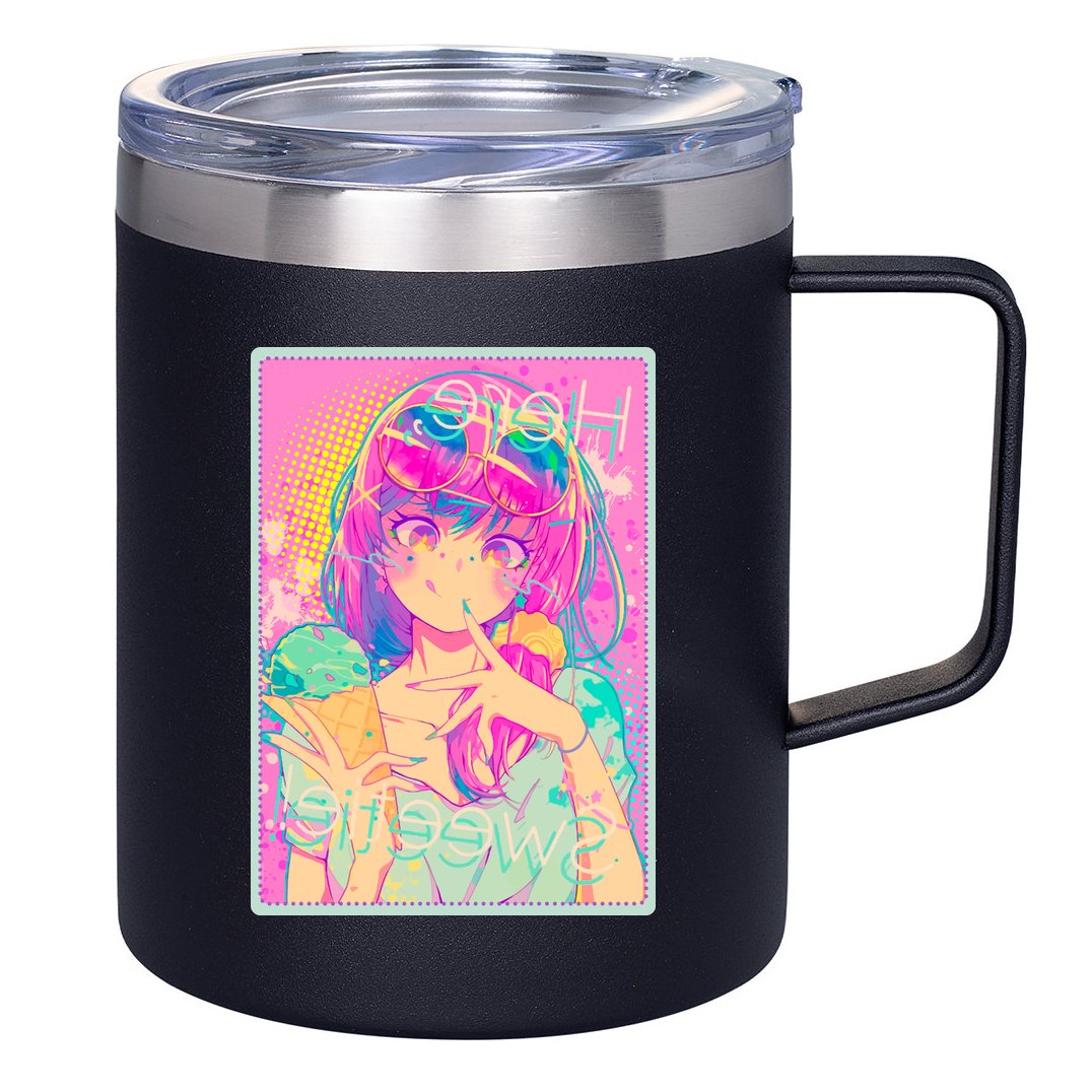 Cute Kawaii Pastel Anime Girl Pop Art Poster 12oz Stainless Steel Coffee Mug