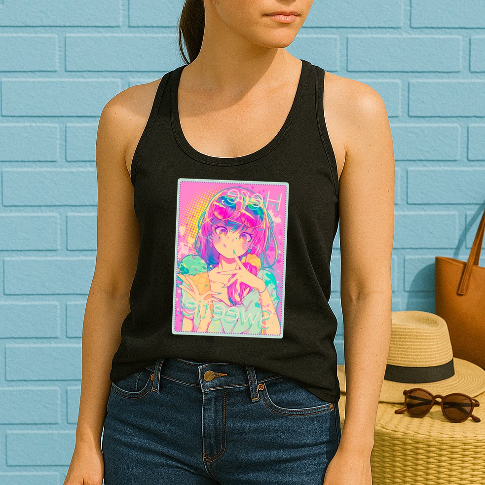 Cute Kawaii Pastel Anime Girl Pop Art Poster Womens Tank Top