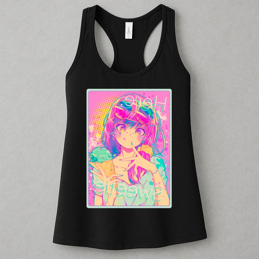 Cute Kawaii Pastel Anime Girl Pop Art Poster Womens Tank Top