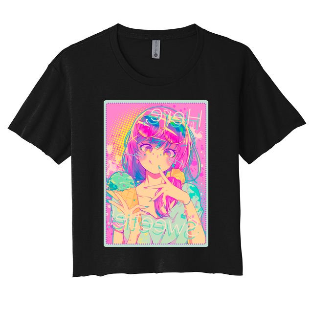 Cute Kawaii Pastel Anime Girl Pop Art Poster Crop Top