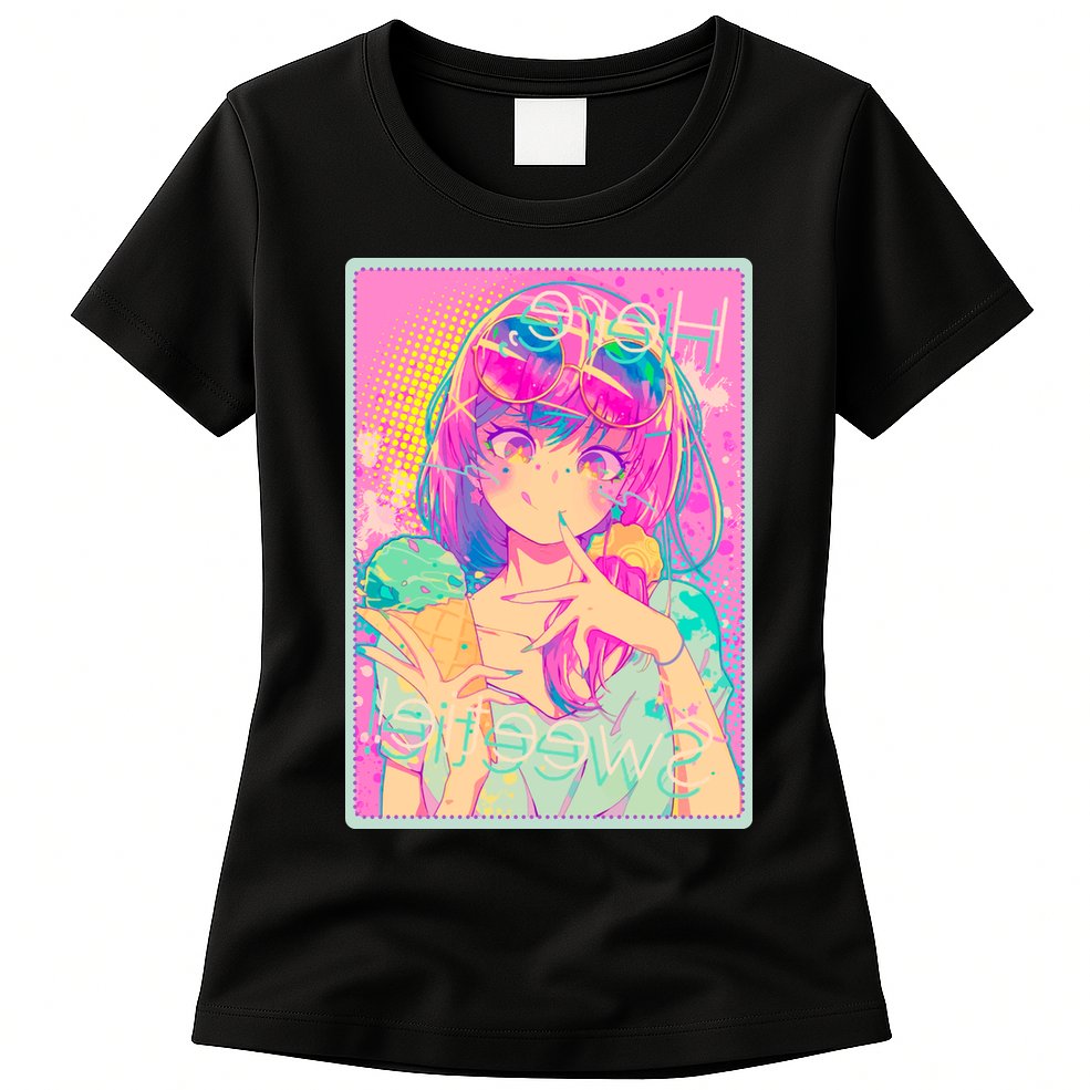 Cute Kawaii Pastel Anime Girl Pop Art Poster Womens T-Shirt