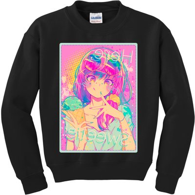 Cute Kawaii Pastel Anime Girl Pop Art Poster Kids Sweatshirt