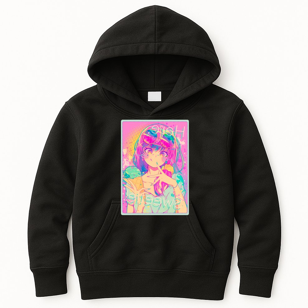 Cute Kawaii Pastel Anime Girl Pop Art Poster Kids Hoodie