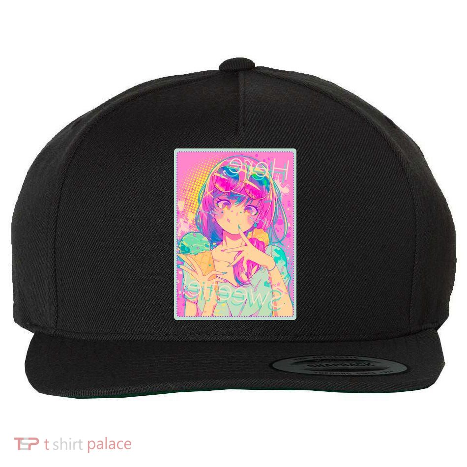 Cute Kawaii Pastel Anime Girl Pop Art Poster Wool Snapback Cap