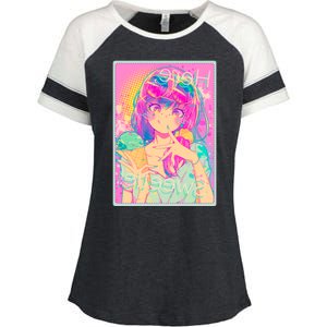 Cute Kawaii Pastel Anime Girl Pop Art Poster Enza Ladies Jersey Colorblock Tee